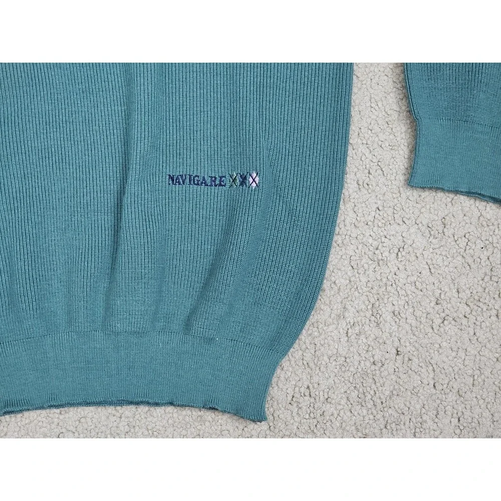 Navigare Sweater Lana Merino Wool Crew Neck Size XL Green Pullover Made In Italy